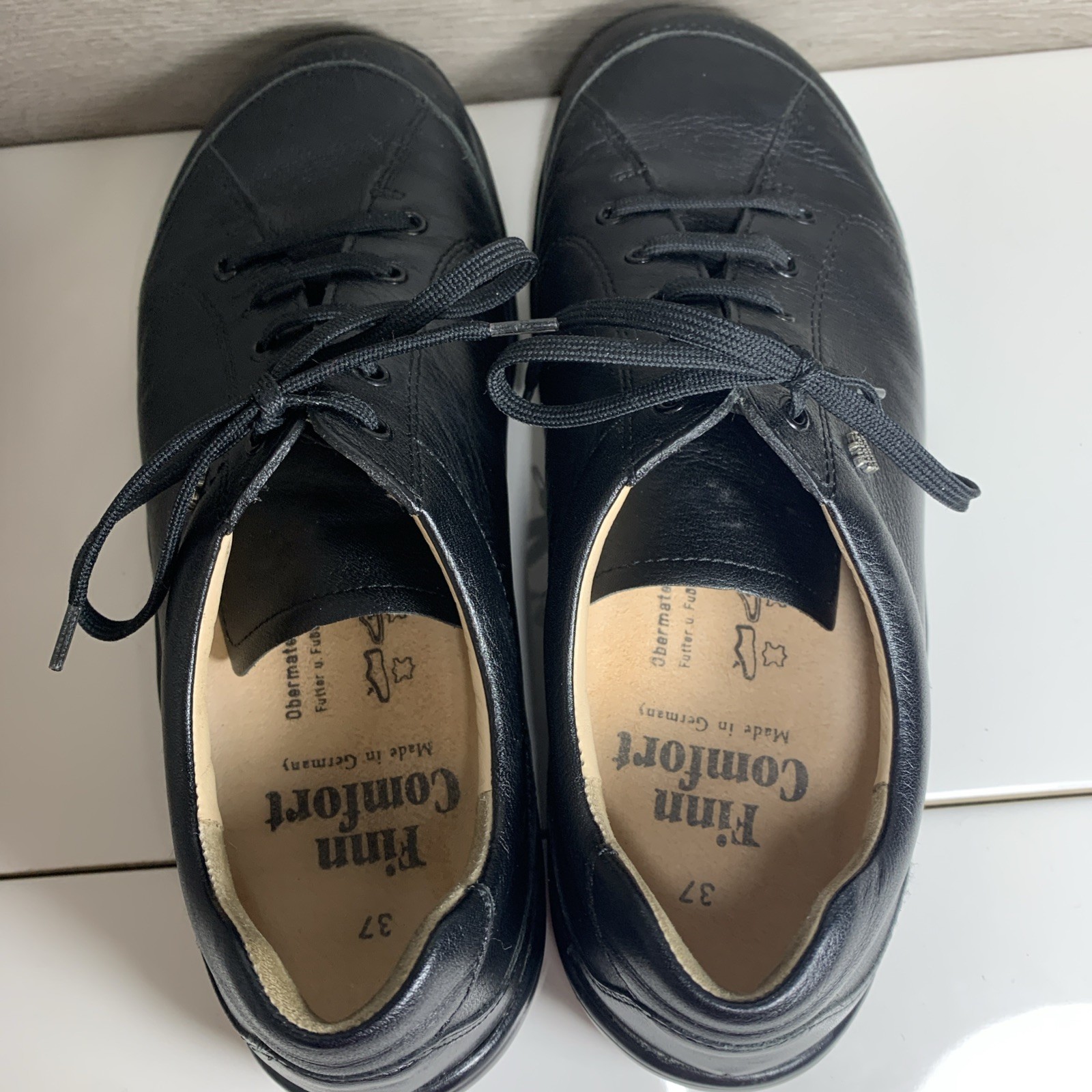 Finn Comfort Lexington Germany Black Nubuck Leather Lace Up Sz 37 US 6.5-7