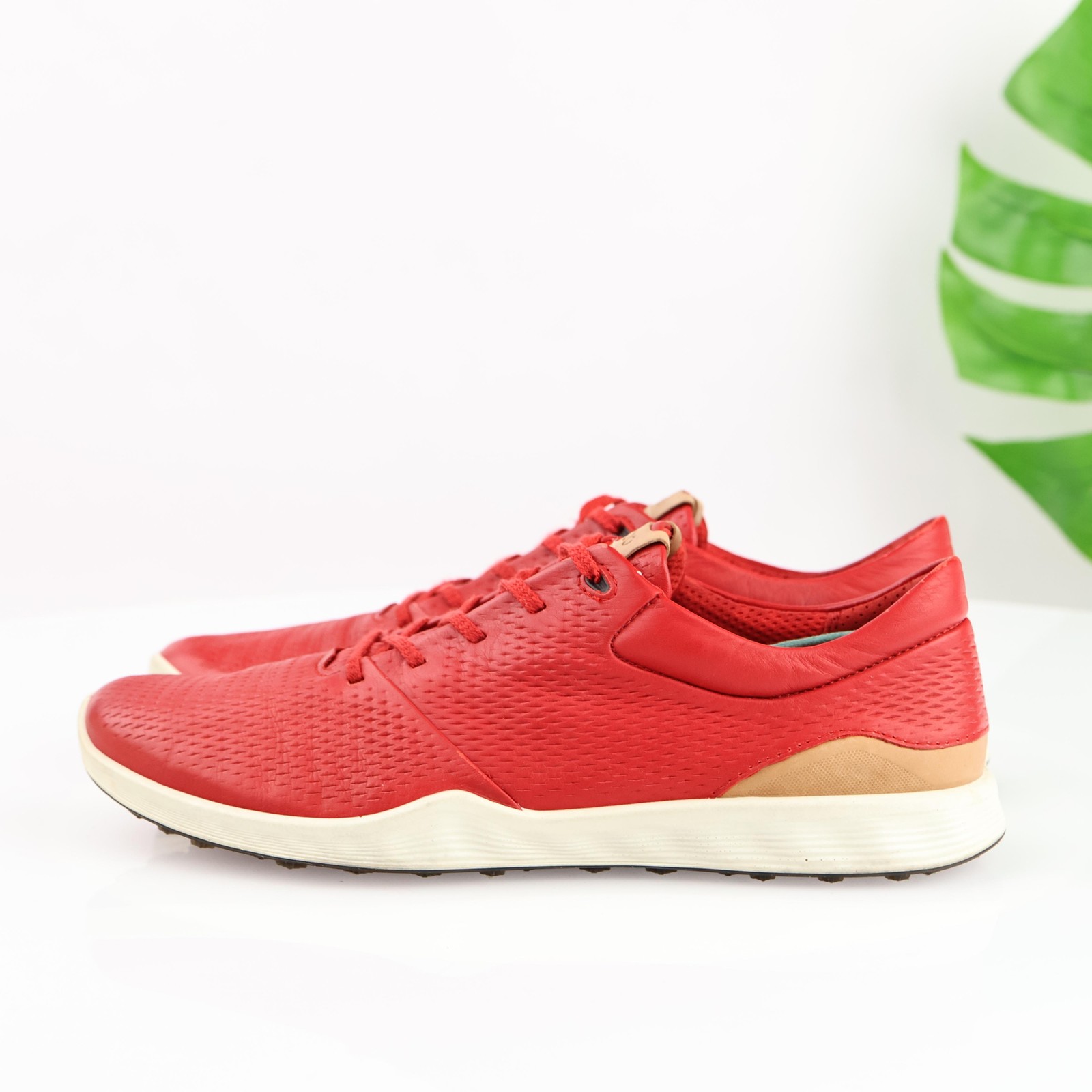 ECCO Womens S-Lite Golf Shoe Size 41 10 Waterproof Red Leather Spikeless Sneaker