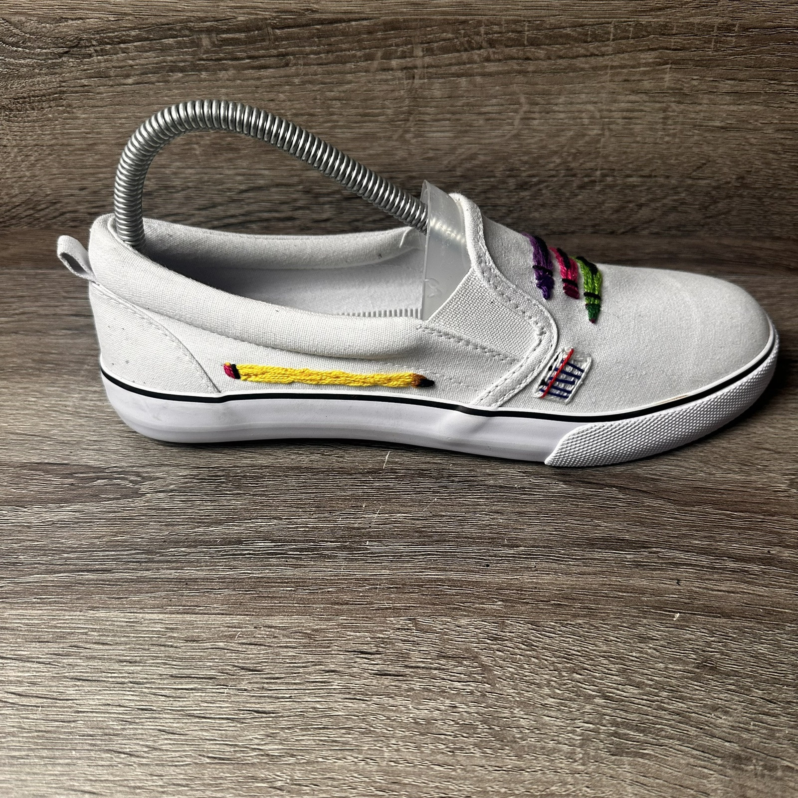 A New Day Slip On Sneakers Womens Size 8 Crayon School Teacher Supplies Shoes