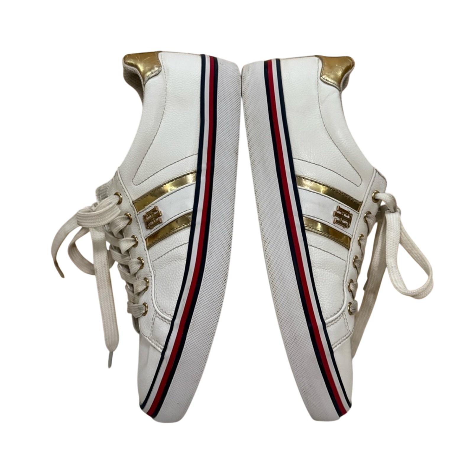 Tommy Hilfiger Fentii White Gold Sneakers Women’s Size 9 Classic Preppy