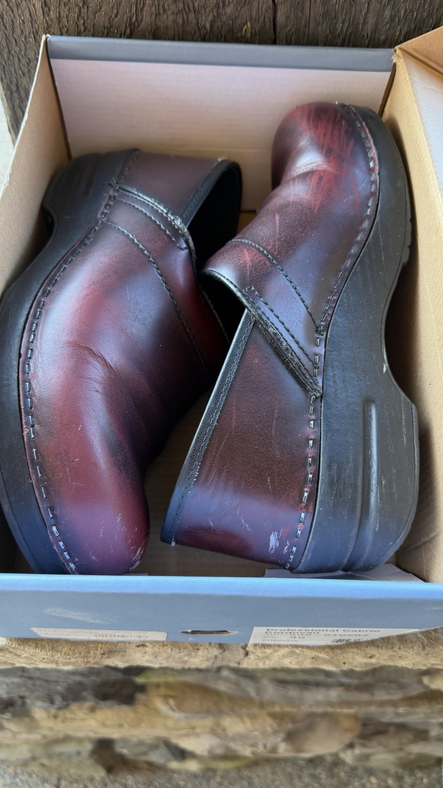 Dansko Professional Cabrio Cordovan Burgundy Leather Clogs Women EU 40