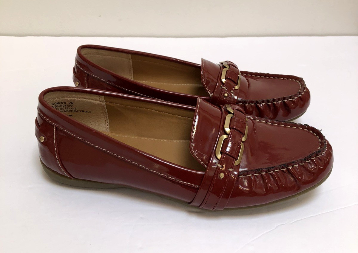 Bass Betsy Rust Vegan Man Made Patent Moc Loafer Shoes Women’s 7M