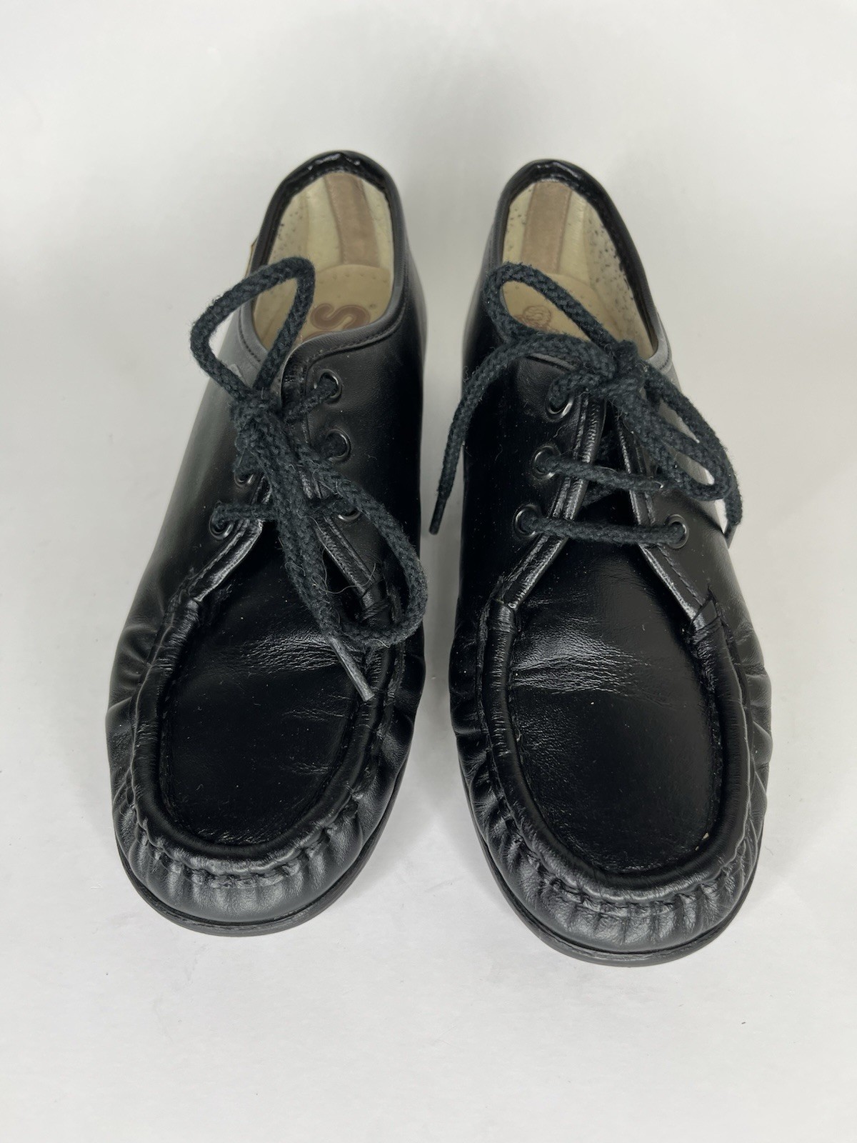 SAS Handsewn Shoes Moc Toes Lace Up Women Size 5M Black Leather USA