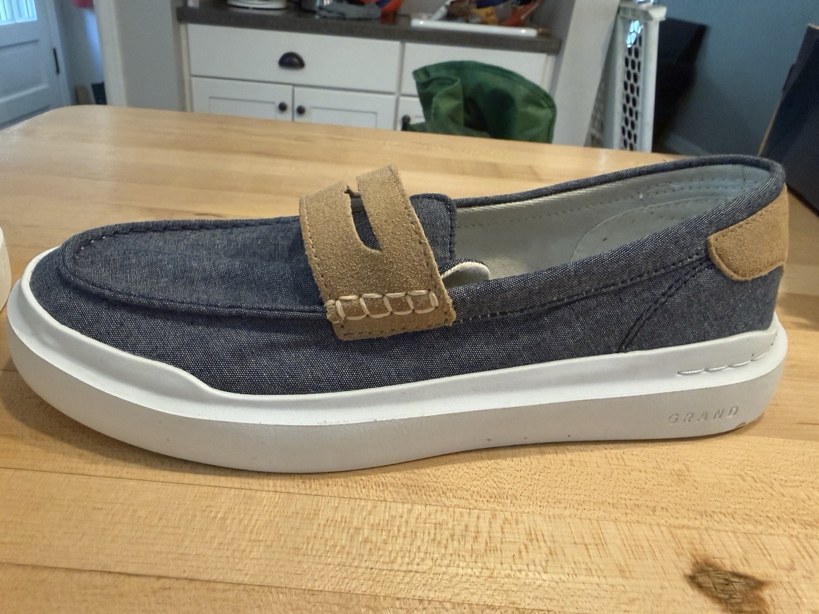 Cole Haan Grand GP RLY Canvas Loafer Slip-On Blue/Brown Women’s US 9