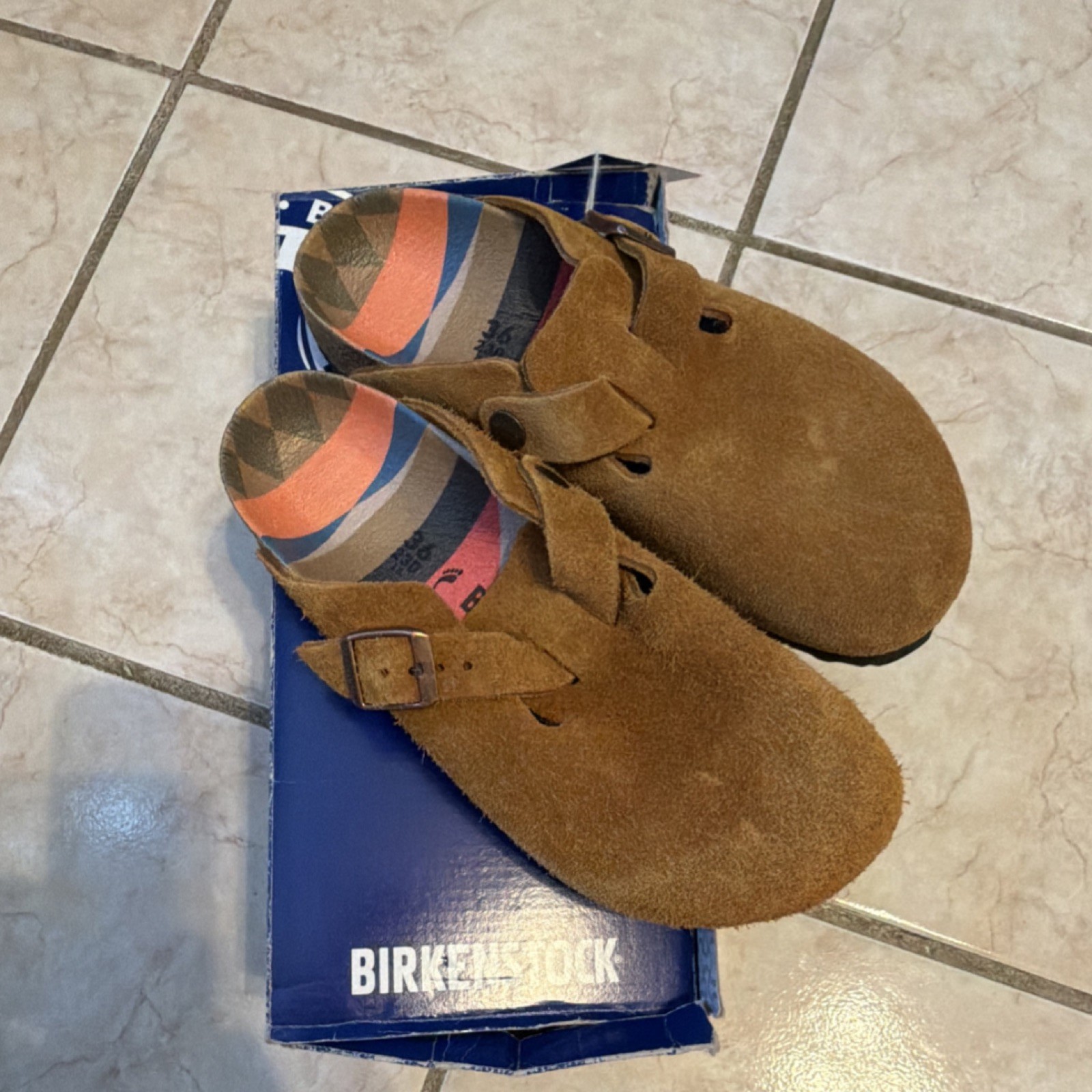 Birkenstock Boston B Brown Suede Clogs Women’s EU 36/5w Narrow Fit