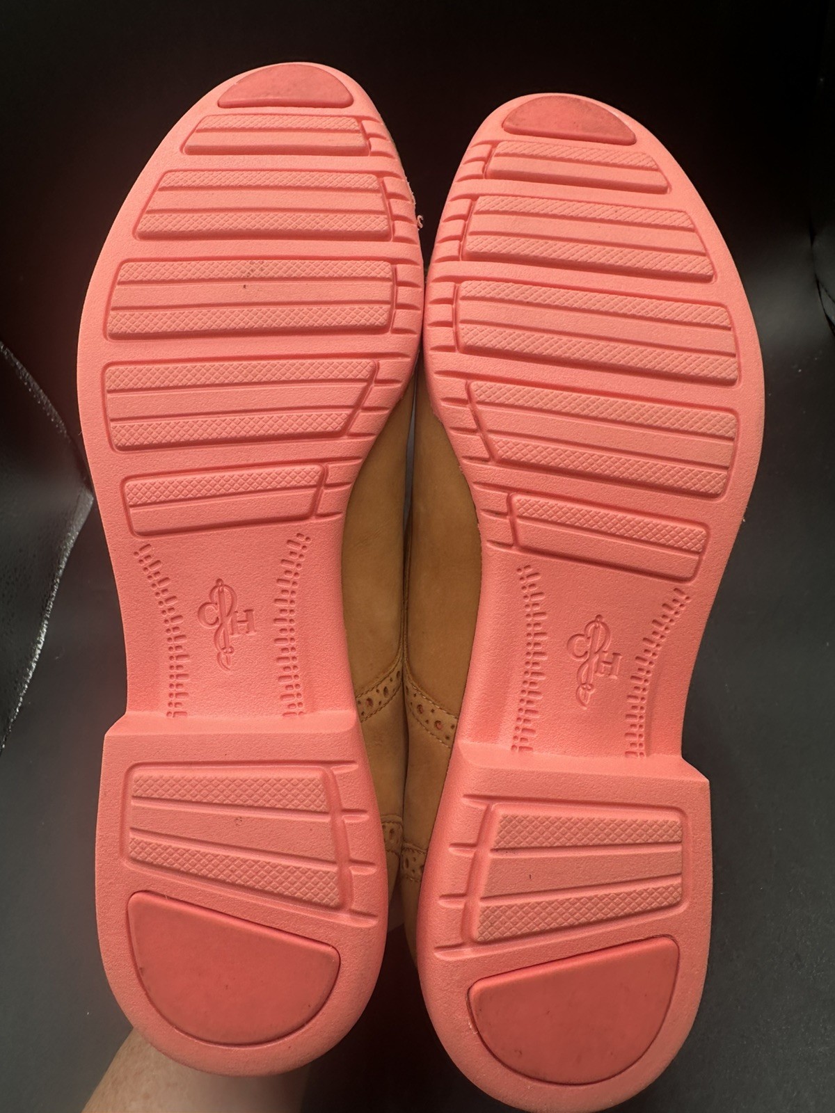 Cole Haan Gramercy Sandstone Nubuck Tan Coral Pink Oxford Shoes Women’s Size 9B