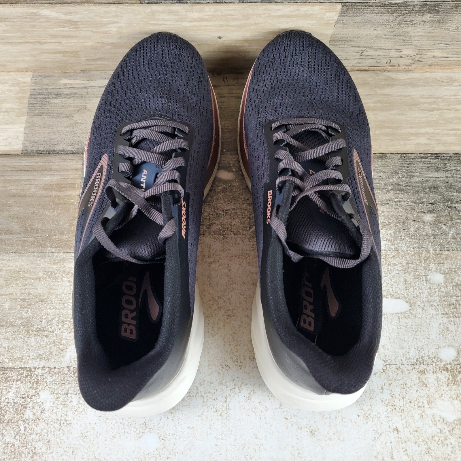 Brooks Anthem 7 Womens Running Shoes Sz 10 B Dark Gray Rose Gold Lace Up Sneaker