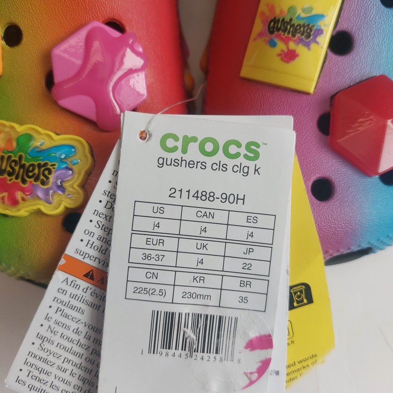 CROCS Big Kid Size J4 Womens 6 Gushers Slip On Classic Clogs K Shoes Multi Color