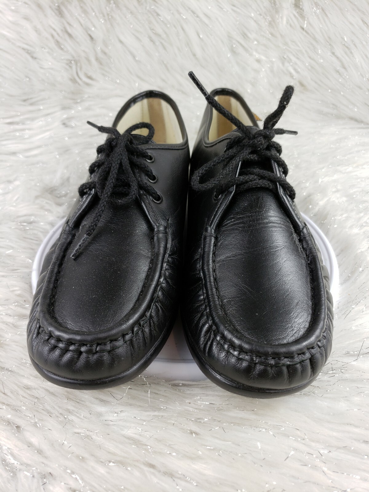 SAS Handsewn Black Leather Moc Toe Loafers Black Size 10.5 M