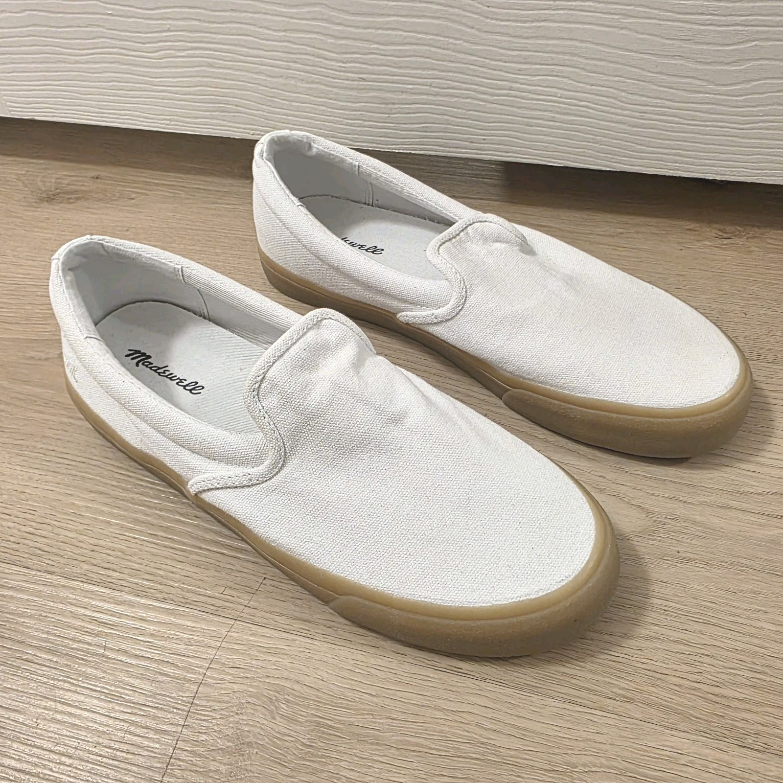 Madewell White Sidewalk Slip-On Canvas Classic Sporty Preppy Sneakers Size 9M