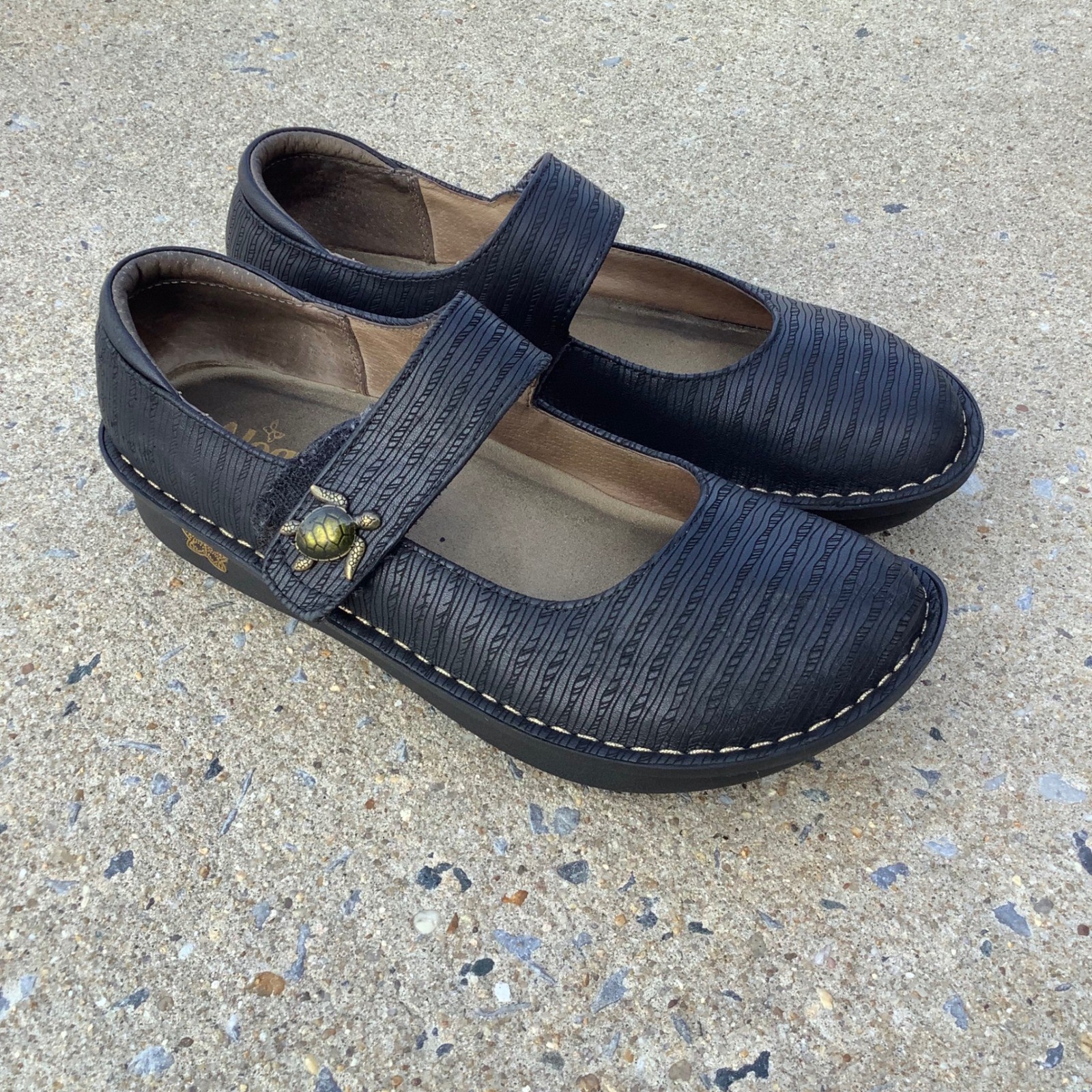 Alegria Paloma Black Leather Turtle Mary Jane Rocker Clog Shoes Womens 40 US 10