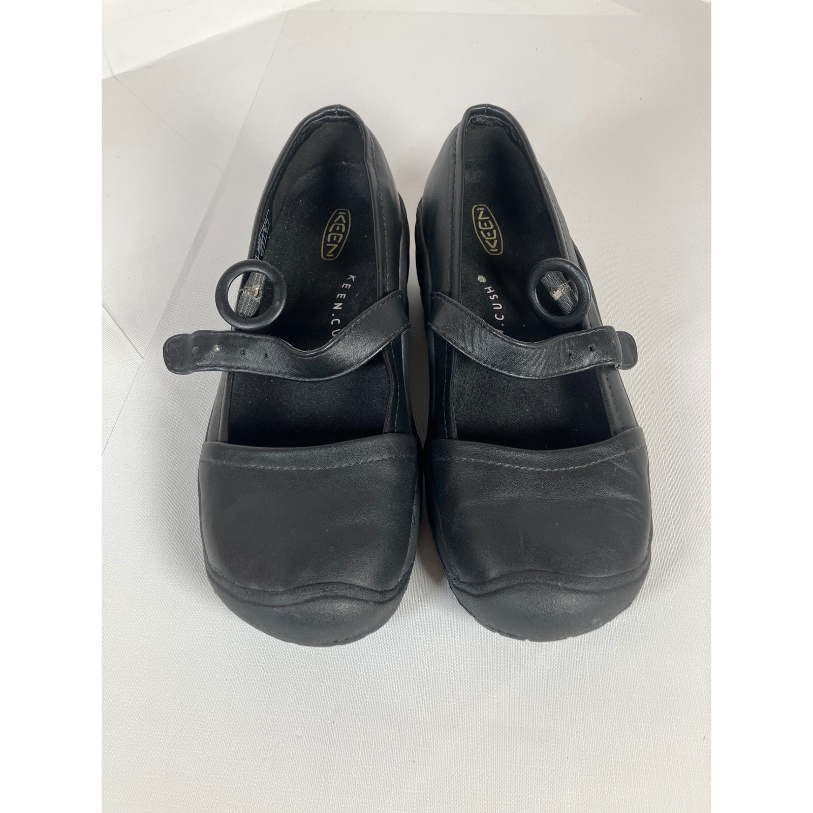 Keen Women 6 Black Leather Mary Jane Slip Resistant Work Shoes 5368-BLCK Cush
