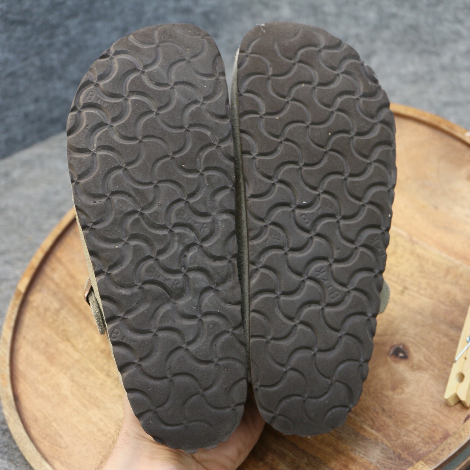 Birkenstock Boston Soft Footbed Taupe Suede Leather Clogs Womens 36 US 5 Narrow