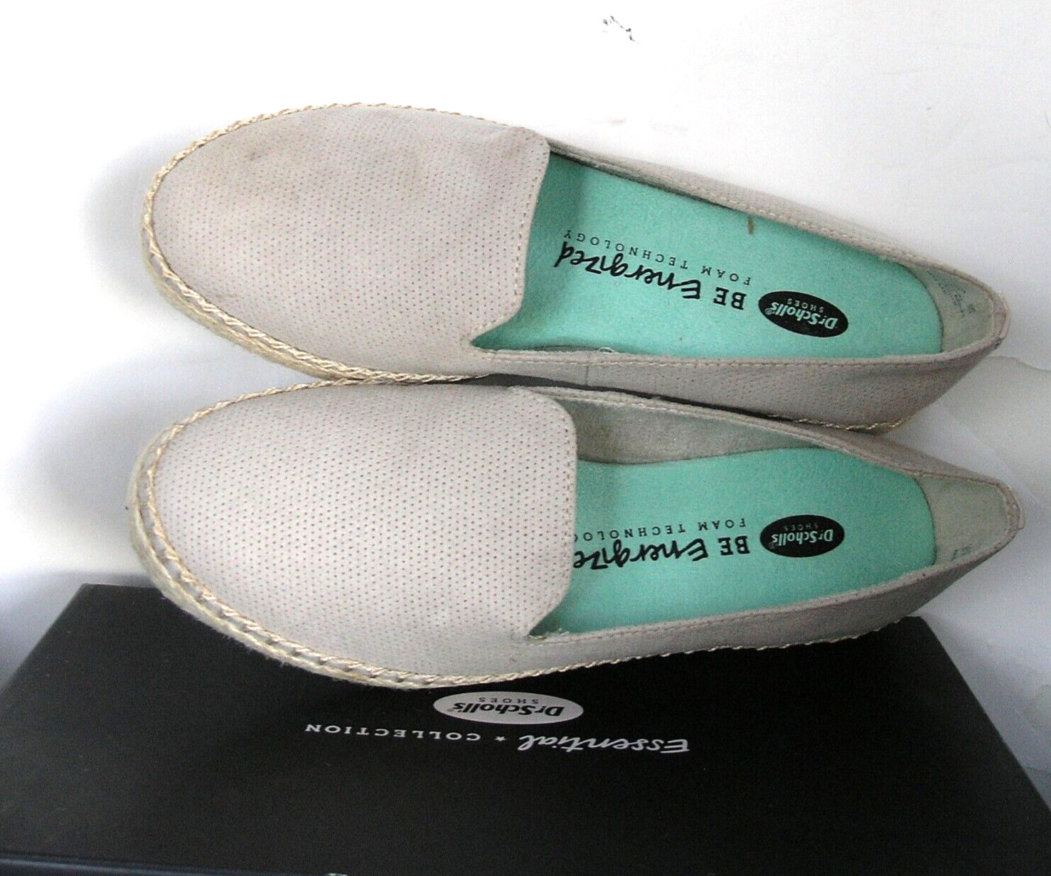 DR SCHOLL’S ESPADRILLE SHOES FLATS FIND ME OYSTER PIN DOT MICROFIBER 6 M