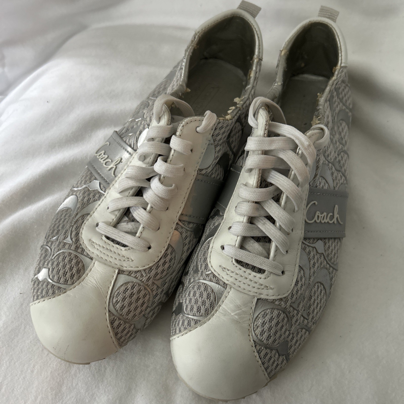 Coach VTG Y2K Women’s Baylee Signature Silver Sneakers 8.5