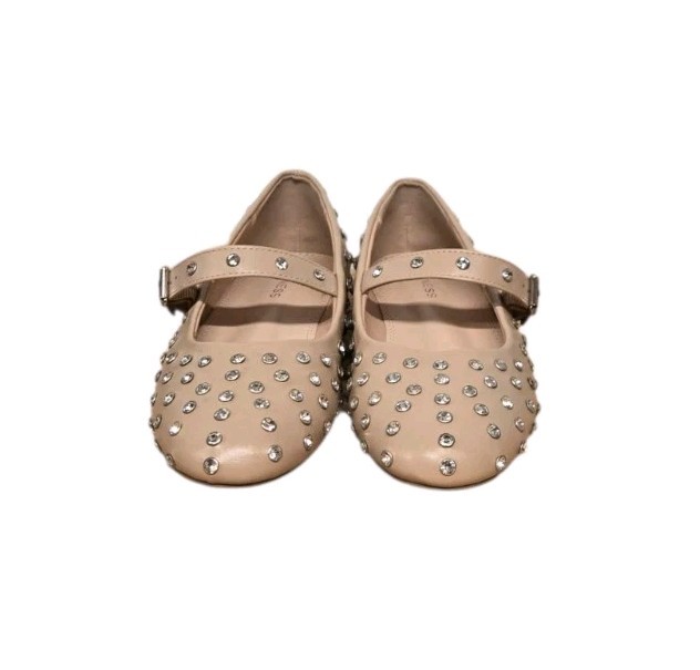 Berness Felicity Studded Mary Jane Ballet Flats Womens 6.5 Beige Nude Coquette