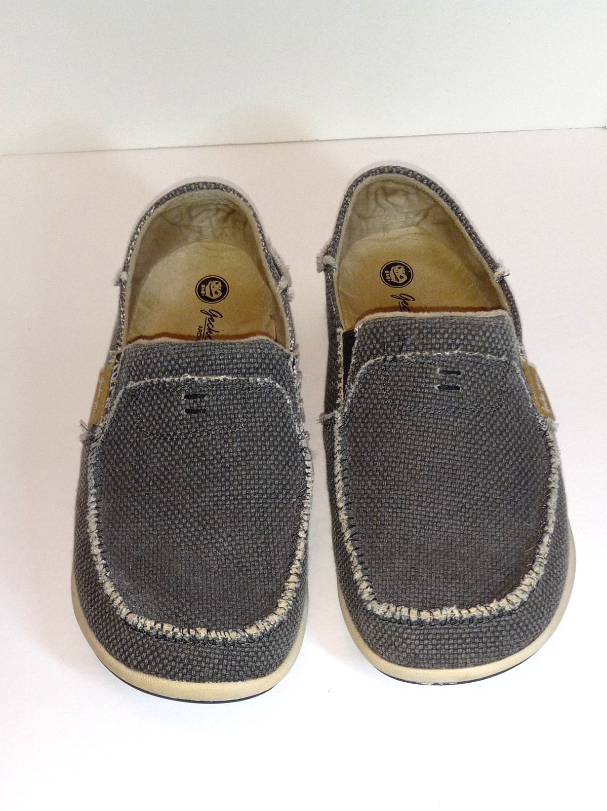 Womens Gray Canvas Shoes Size 9 Gecko Man Casual Slip-on Shoes Arch Support