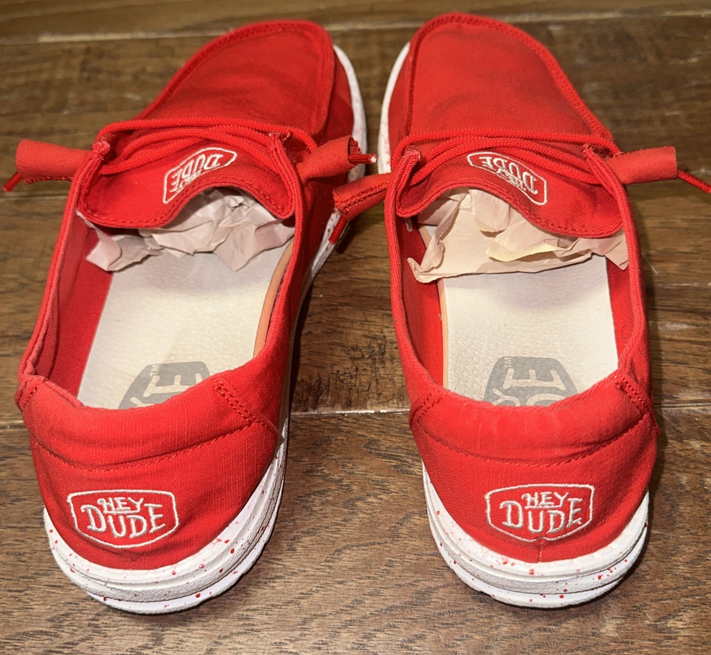 Hey Dude Wendy Slub Canvas Shoes Womens Size 9 Red Slip On Casual Comfort