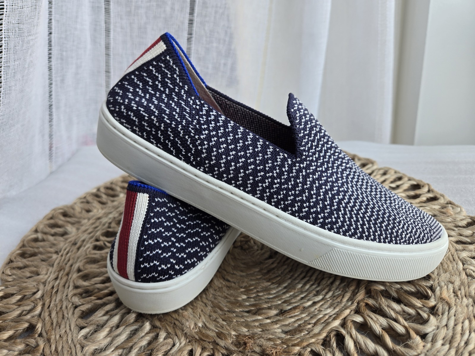 Rothy’s The Original Slip-On Sneaker Maritime Gradient Navy Blue White Size 6…