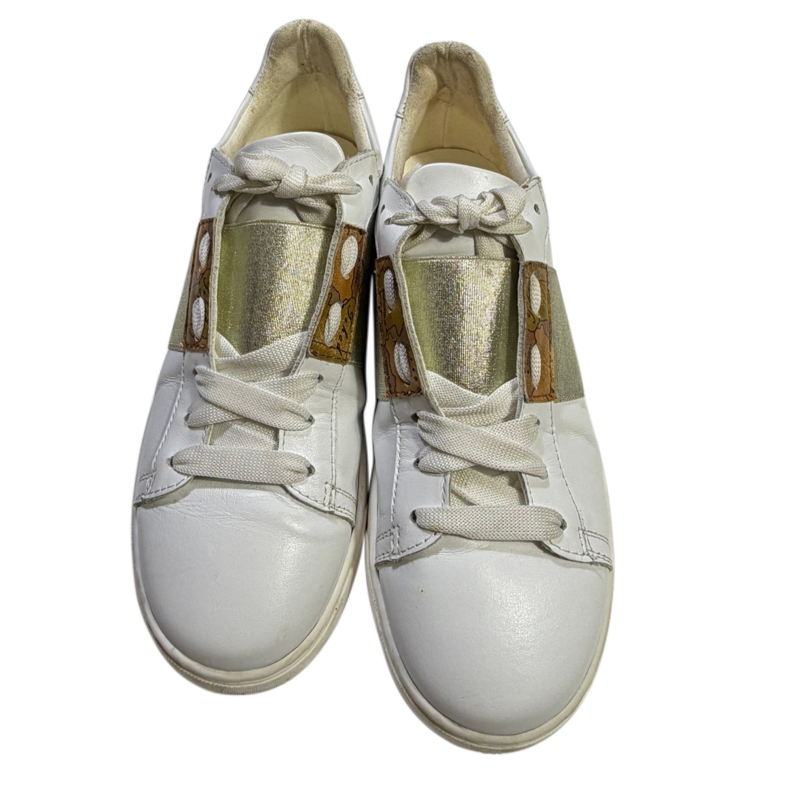 Alviero Martini 1ª Classe White Leather Sneakers EU 38 Made in Italy Luxe