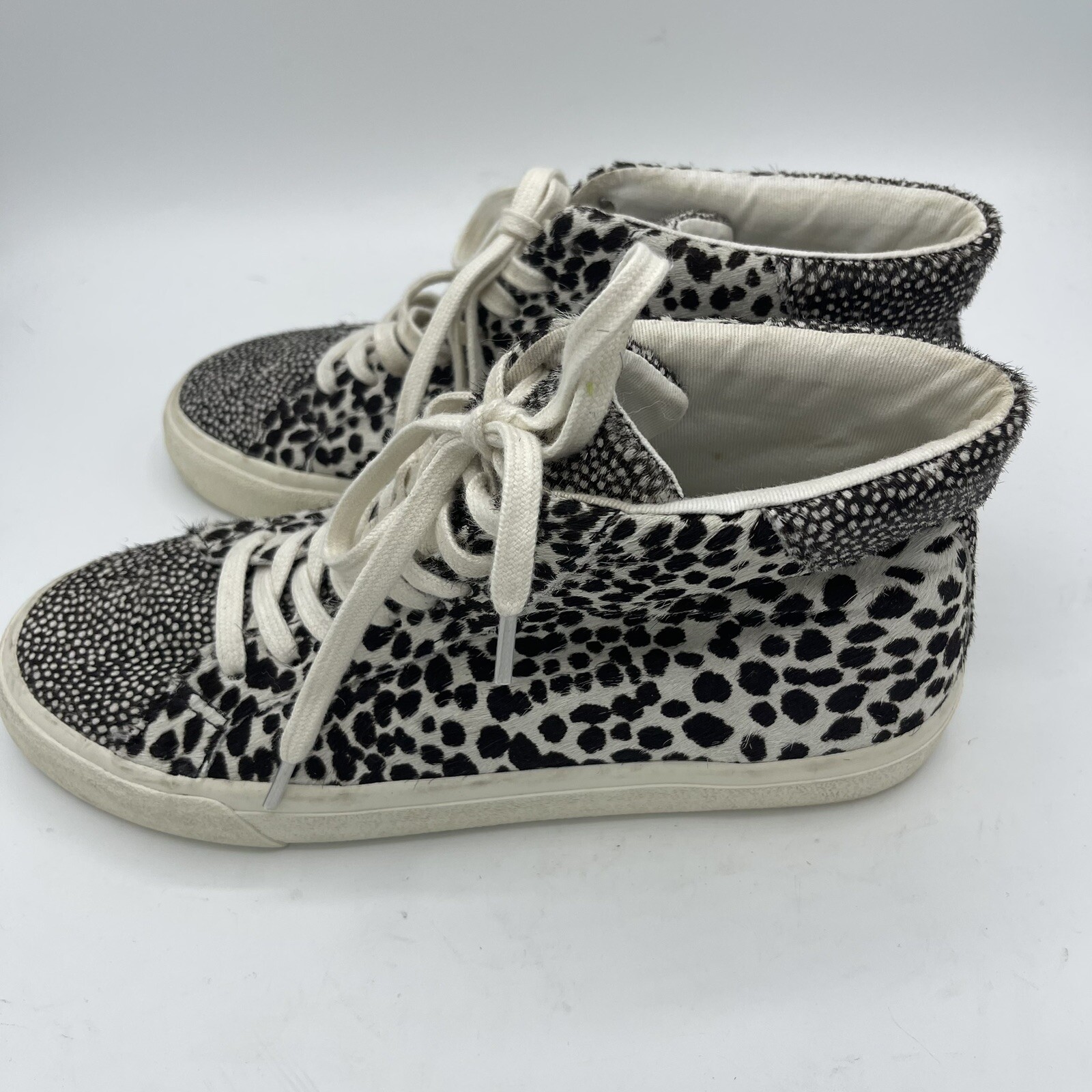 Madewell Women Shoes Sidewalk High-Top Spotted Genuine Calf Hair Sneaker Size 7