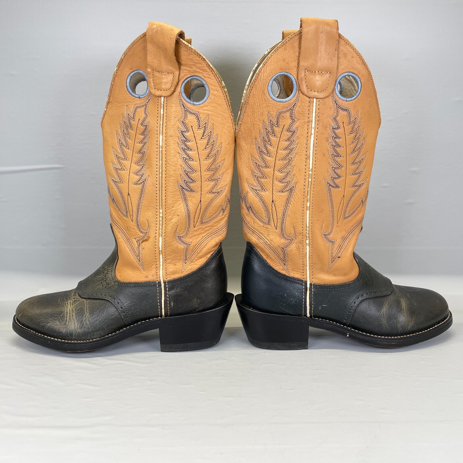 Vintage Durango Western Cowboy Boots Womens Size 6M Two Tone Brown Black Leather