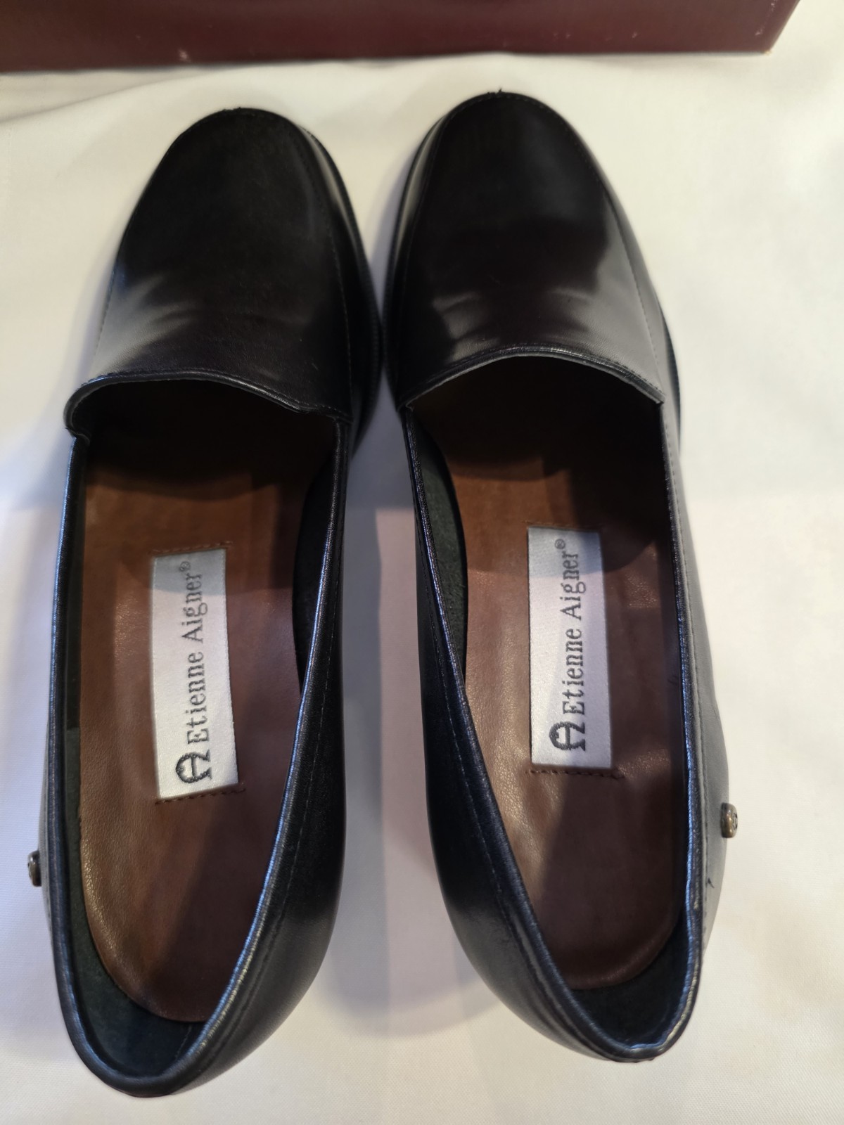 Vtg 90s Etienne Aigner Townsend Black Leather Block Heel Loafer 6 New With Box