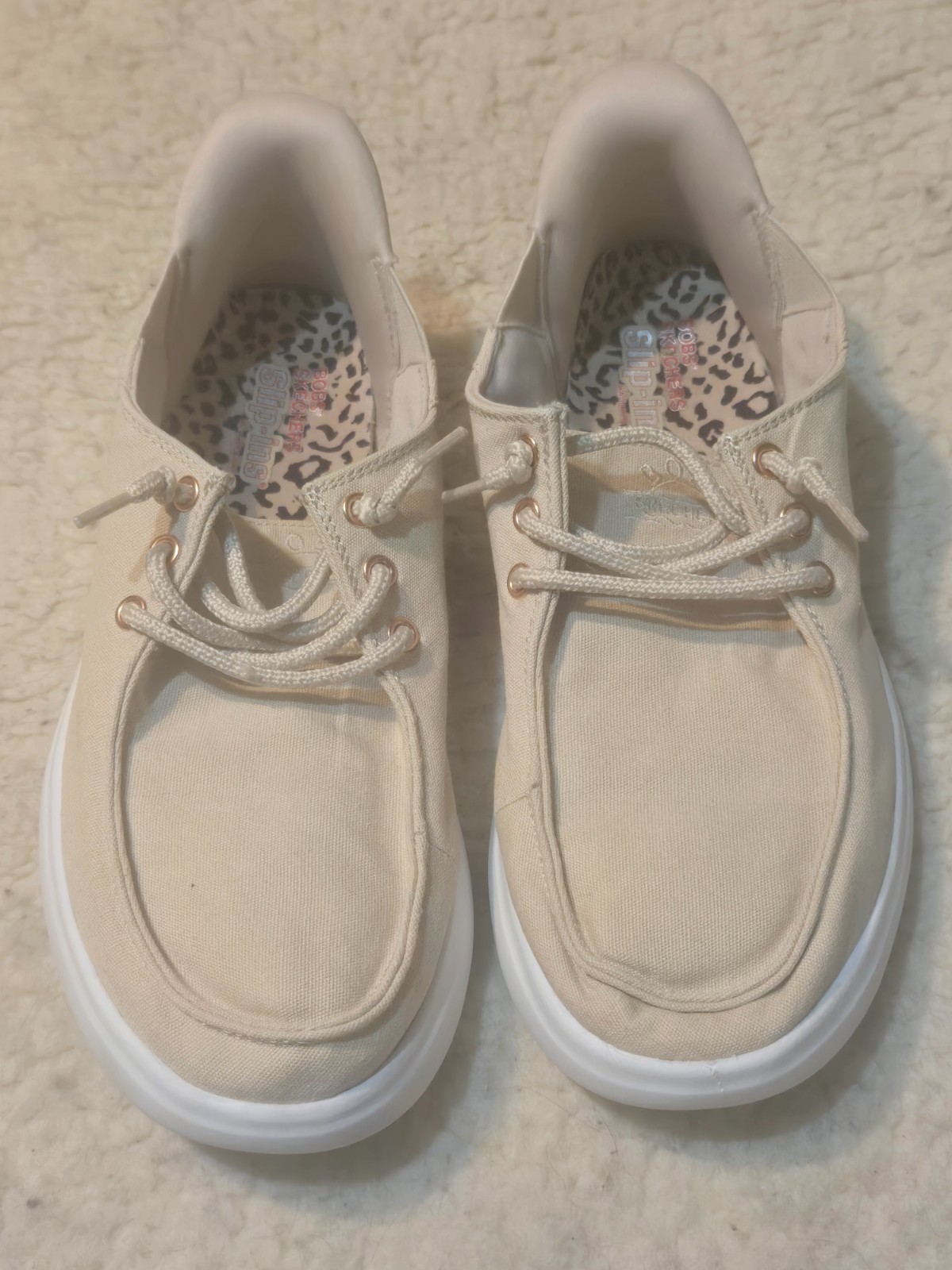 Skechers Bobs Slip Ins Shoes Women’s Size 8 Natural Textile Comfort 114814