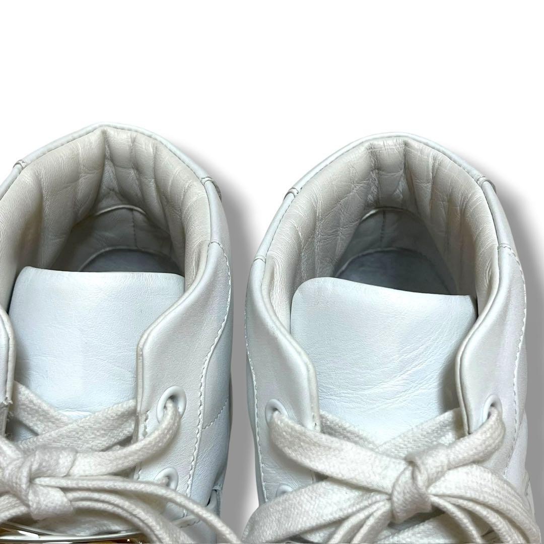 HERMES Daydream High Top Sneakers White Leather Kelly Buckle Women’s EU36 US6