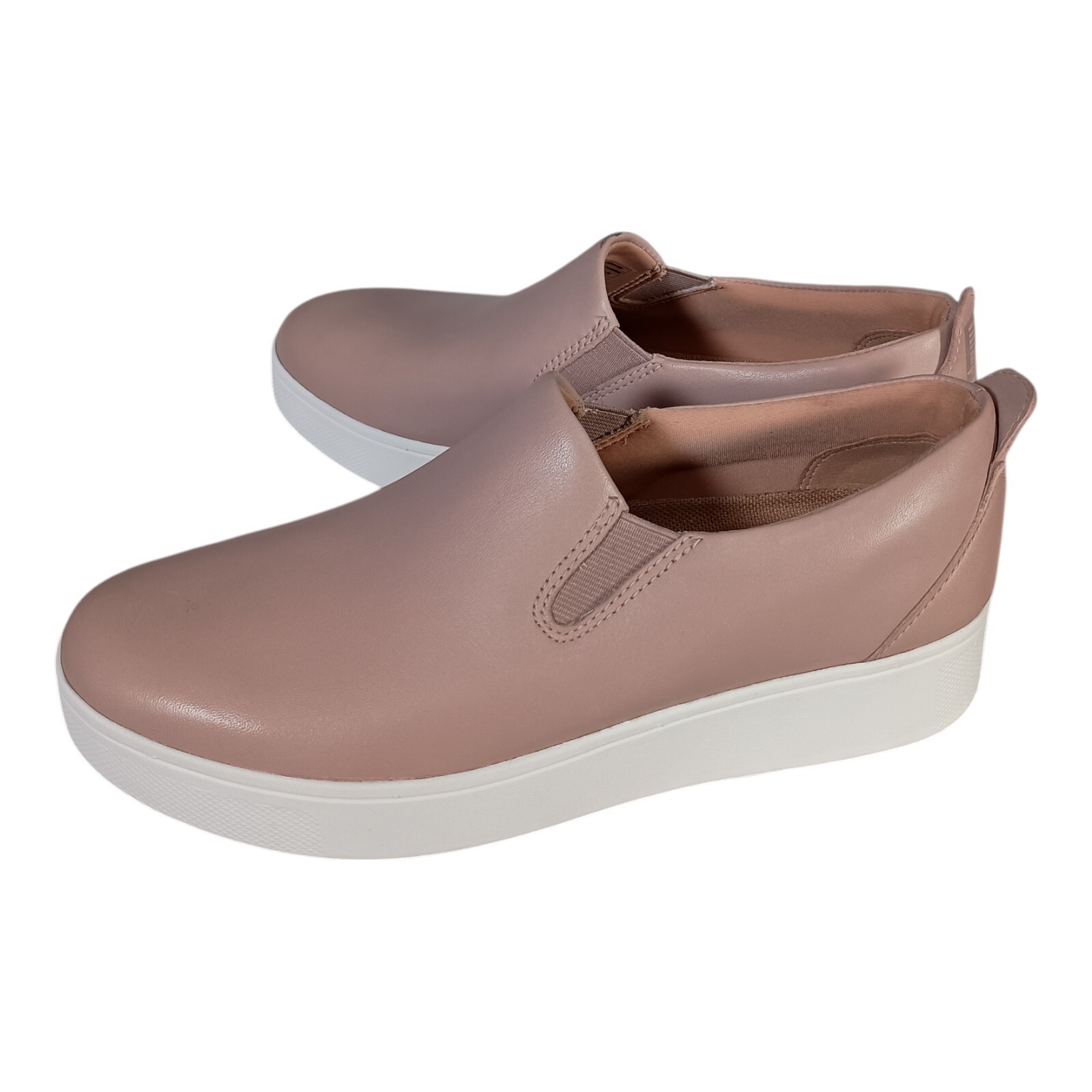 Fitflop Shoes 5 Womens Beige Sania Skates Leather Sneaker Flat Closed Toe Low