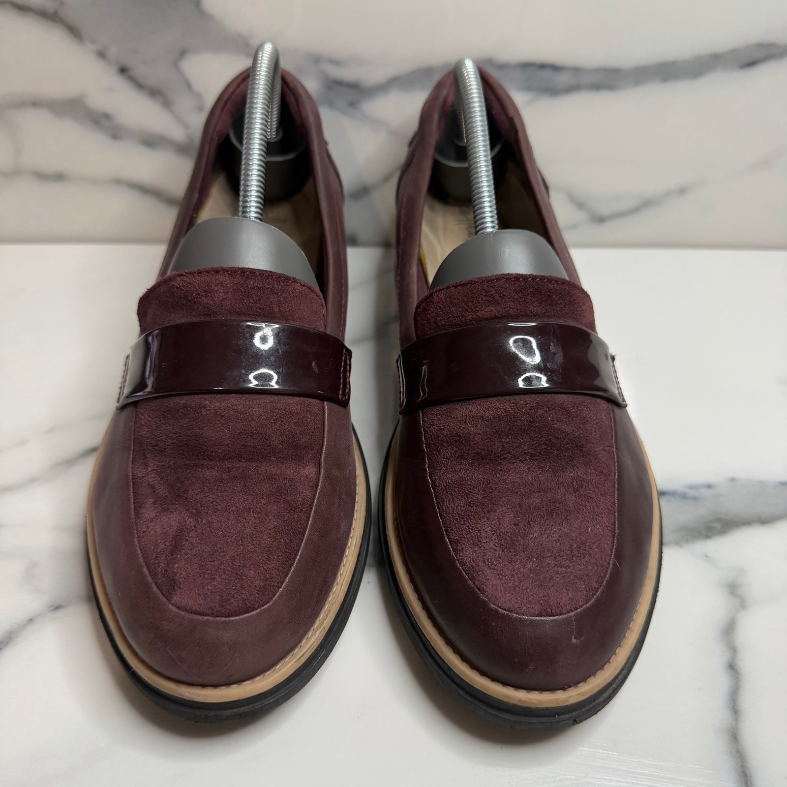 Clarks Women’s Burgundy Slip-On Wedge Sharon Gracie Loafers Sz 7 Comfort Classic