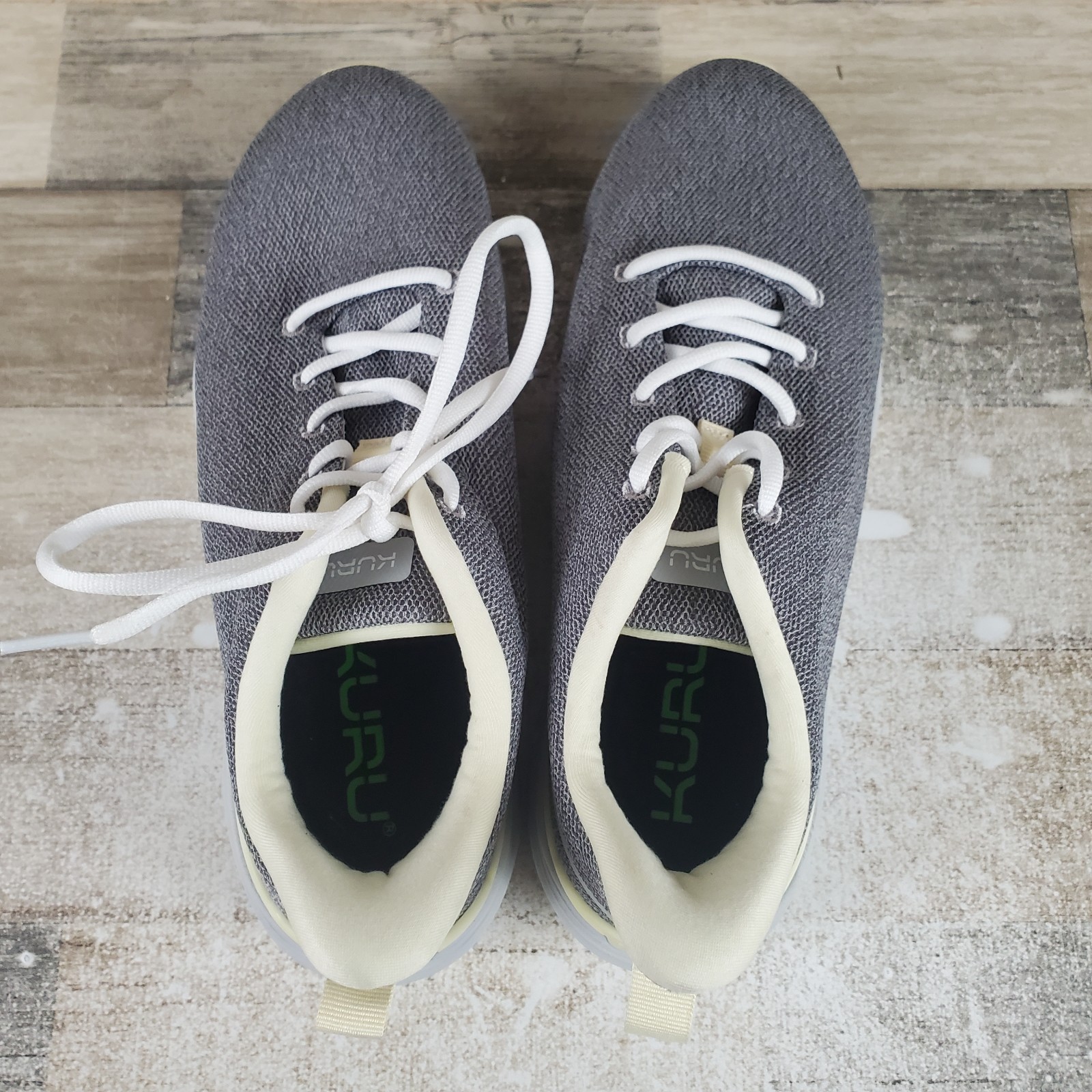 Kuru Flex Via Womens Shoes Sz 10.5 W Running Dove Gray Pale Lime Lace Up Sneaker