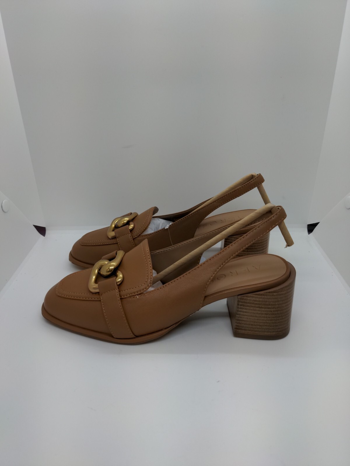 New Aerosoles Comfortable Women’s Ornamented Block Heel Slingback Allure Tan…