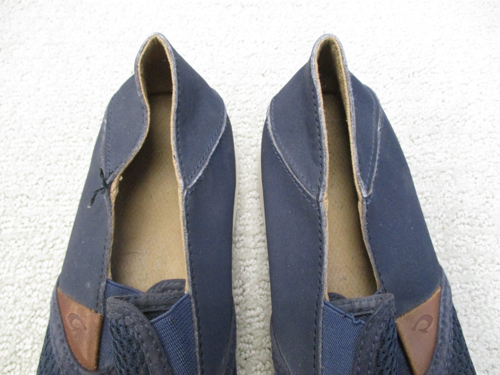 Olukai Pehuea Mesh Slip On Shoes Womens 10 Medium Navy Loafers Slide Drop Heel