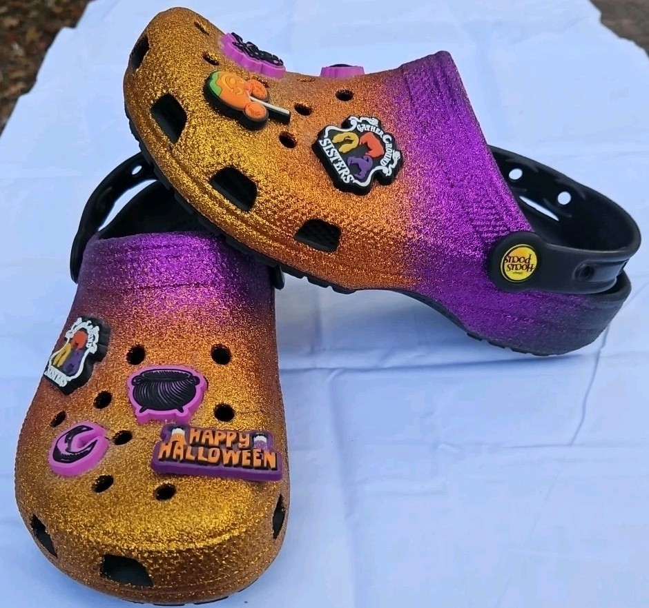 CROCS DISNEY HOCUS POCUS Glitter Classic Halloween Clogs Jibbitz M4 W6