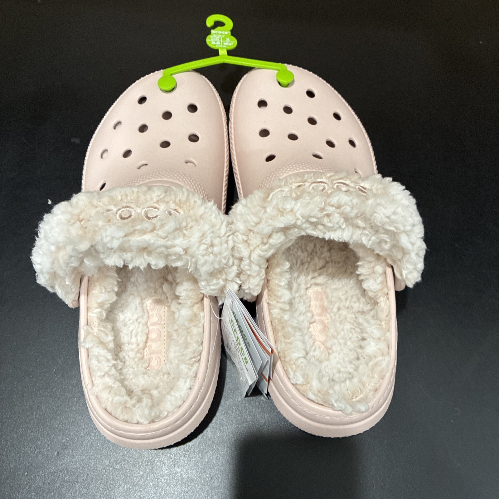 Crocs Classic Fleece Lined Clog Slip On Slipper Light Pink Womens Size 9 211396