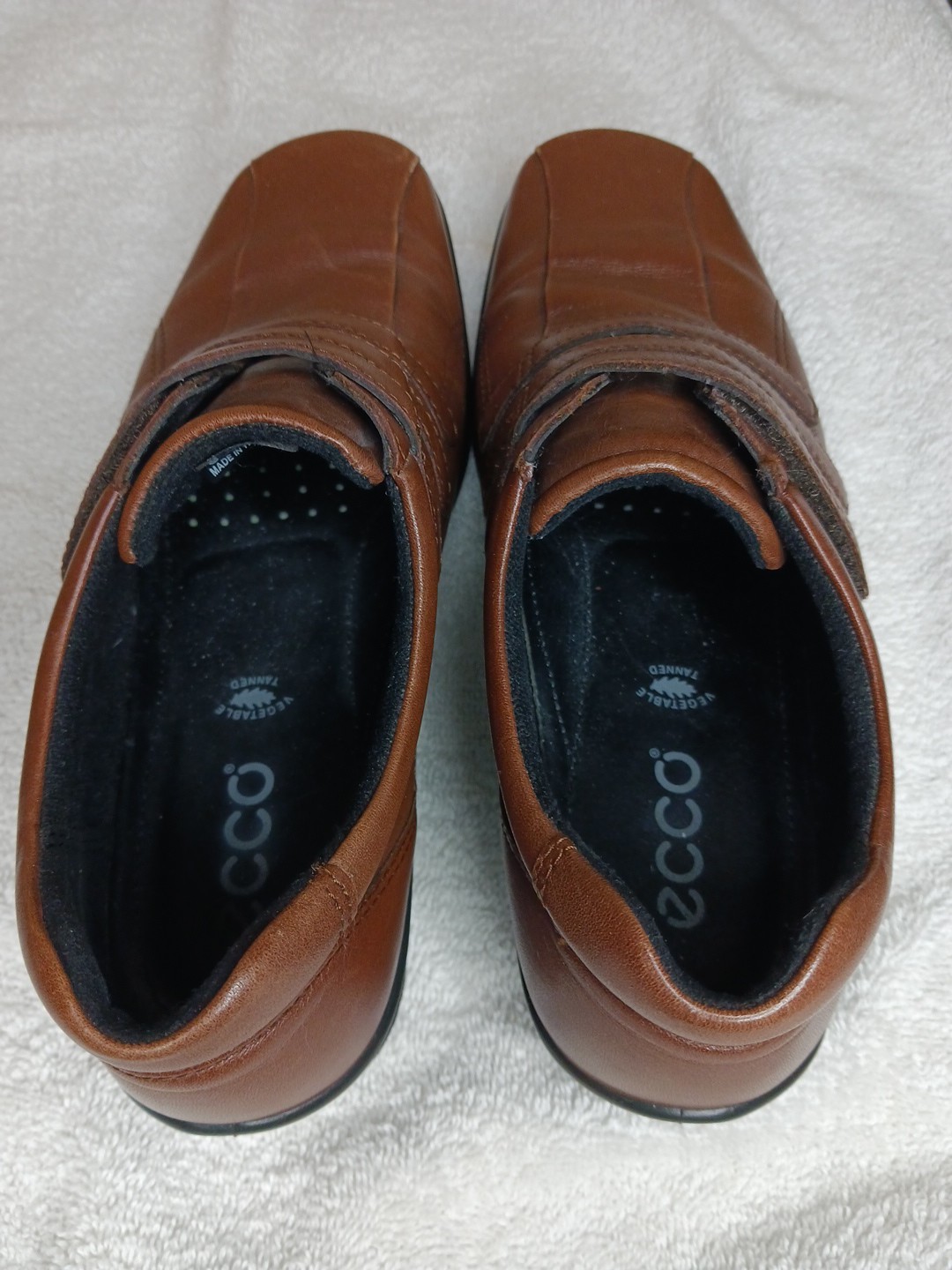 ECCO Shade 3-Strap Brown Leather Comfort Loafer Shoe Women Sz EU 38 US 8.5