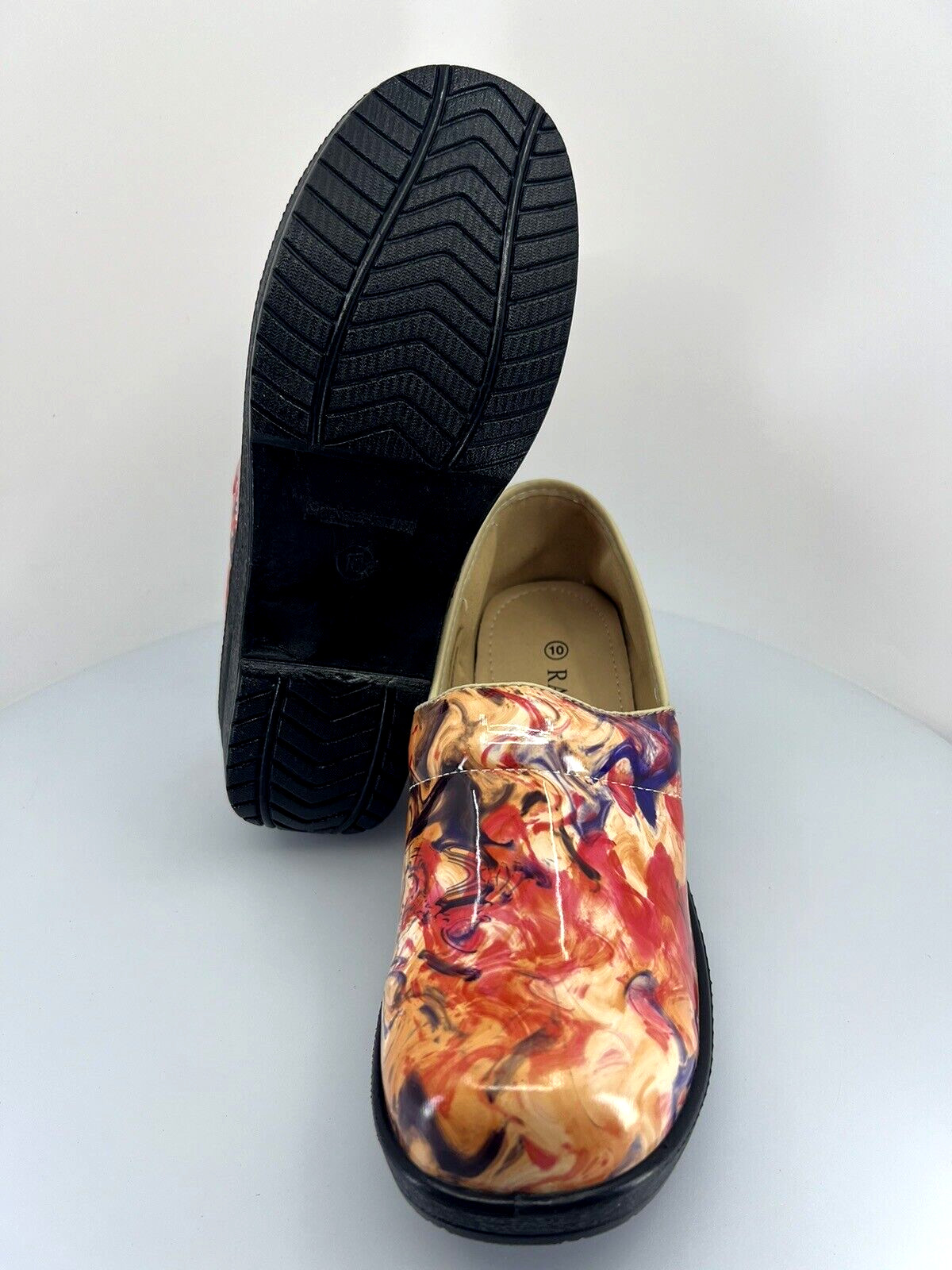 Rasolli Nursing Clog Size 10 Multicolor Floral Lightweight Slip on Shoe