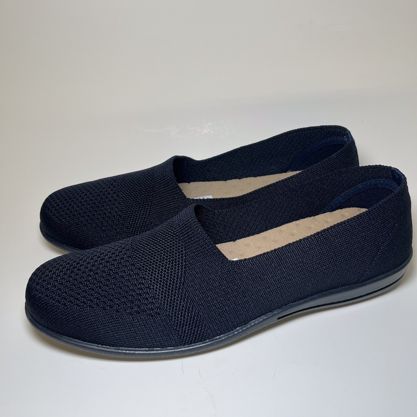 Andrea Top Comfort Textile Moccasins shoes Navy Sz 8 Nylon lightweight