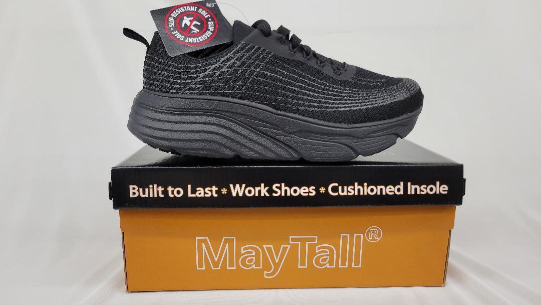 Slip Resistant Work Women Shoes Wide Mesh Black Cushion Extended MayTall 2600