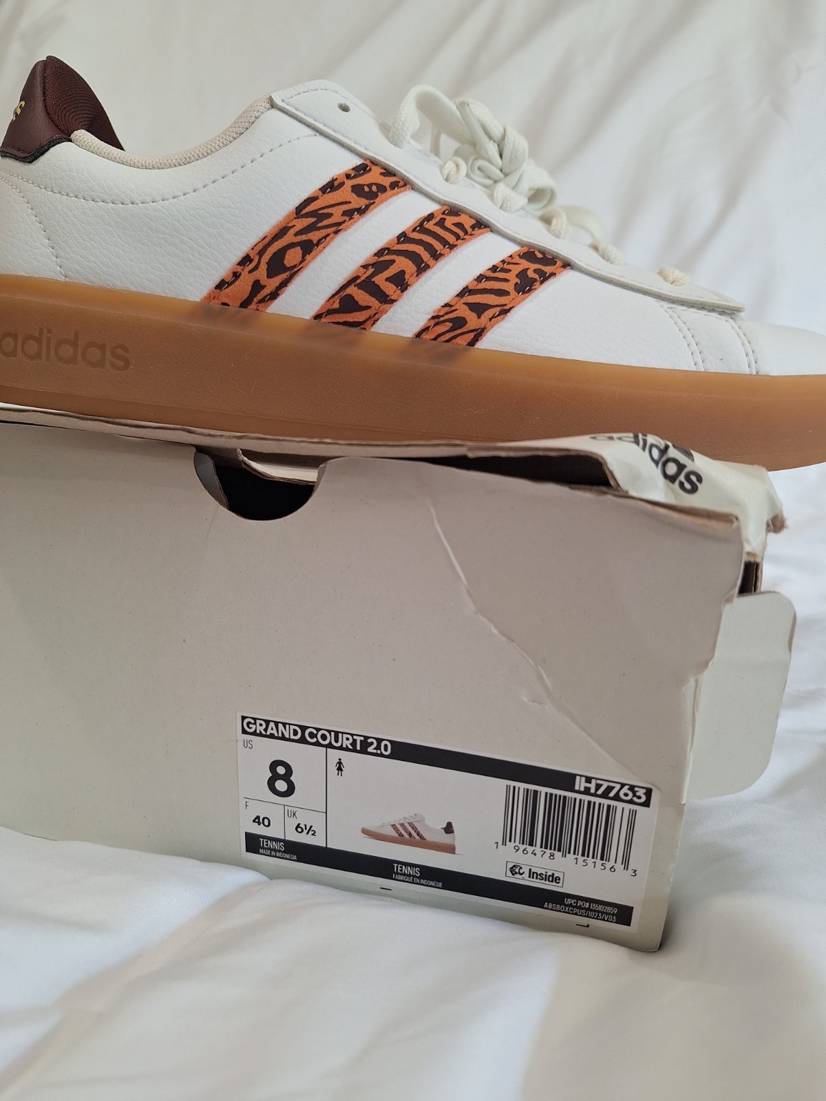Adidas Grand Court Leopard Print Womens US Size 8 New With W/O tags Damaged Box