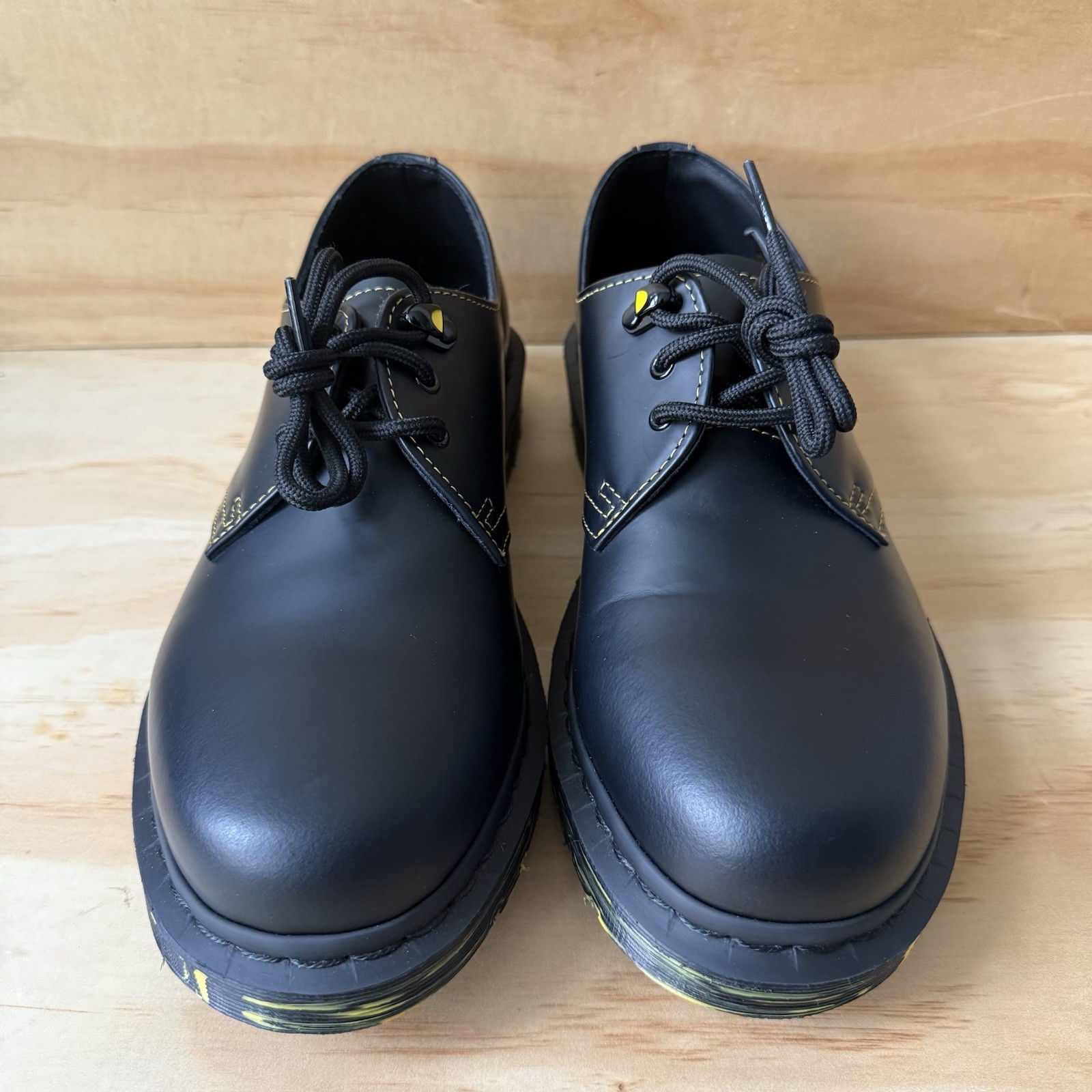 Dr. Martens 1461 Marbled Black Yellow Leather Shoes Oxfords Size Womens 8 Mens 9