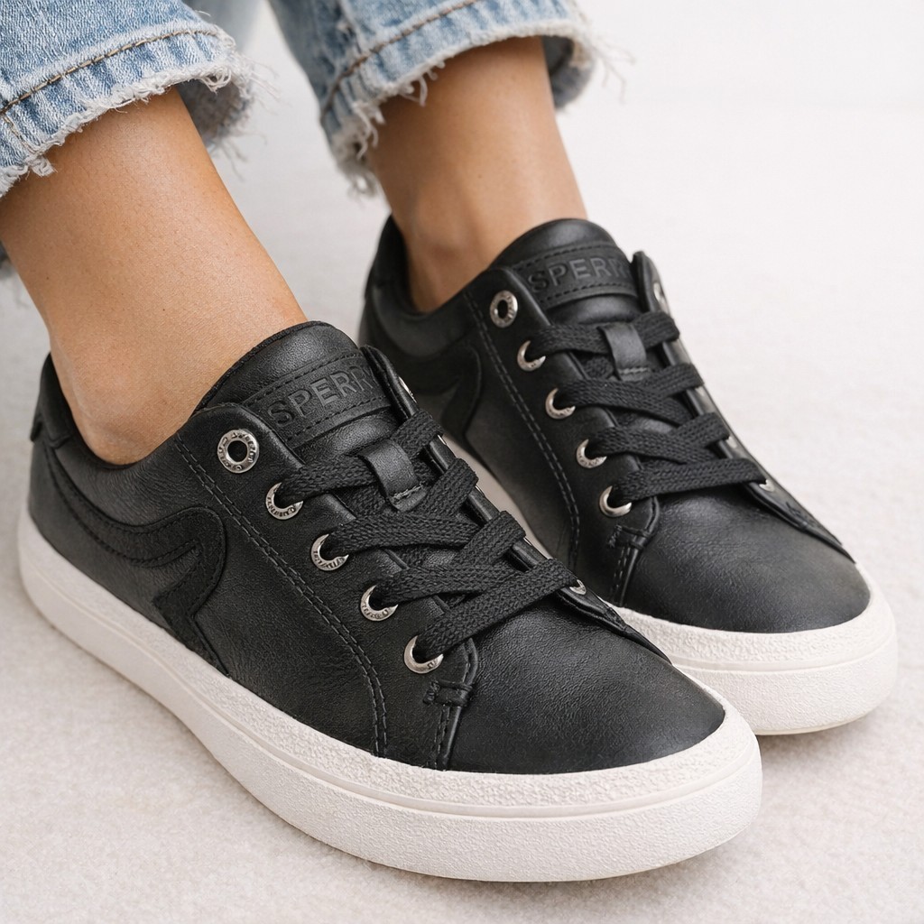 NEW Sperry Women’s Sandy LTT leather sneaker Black Size 7 M #909