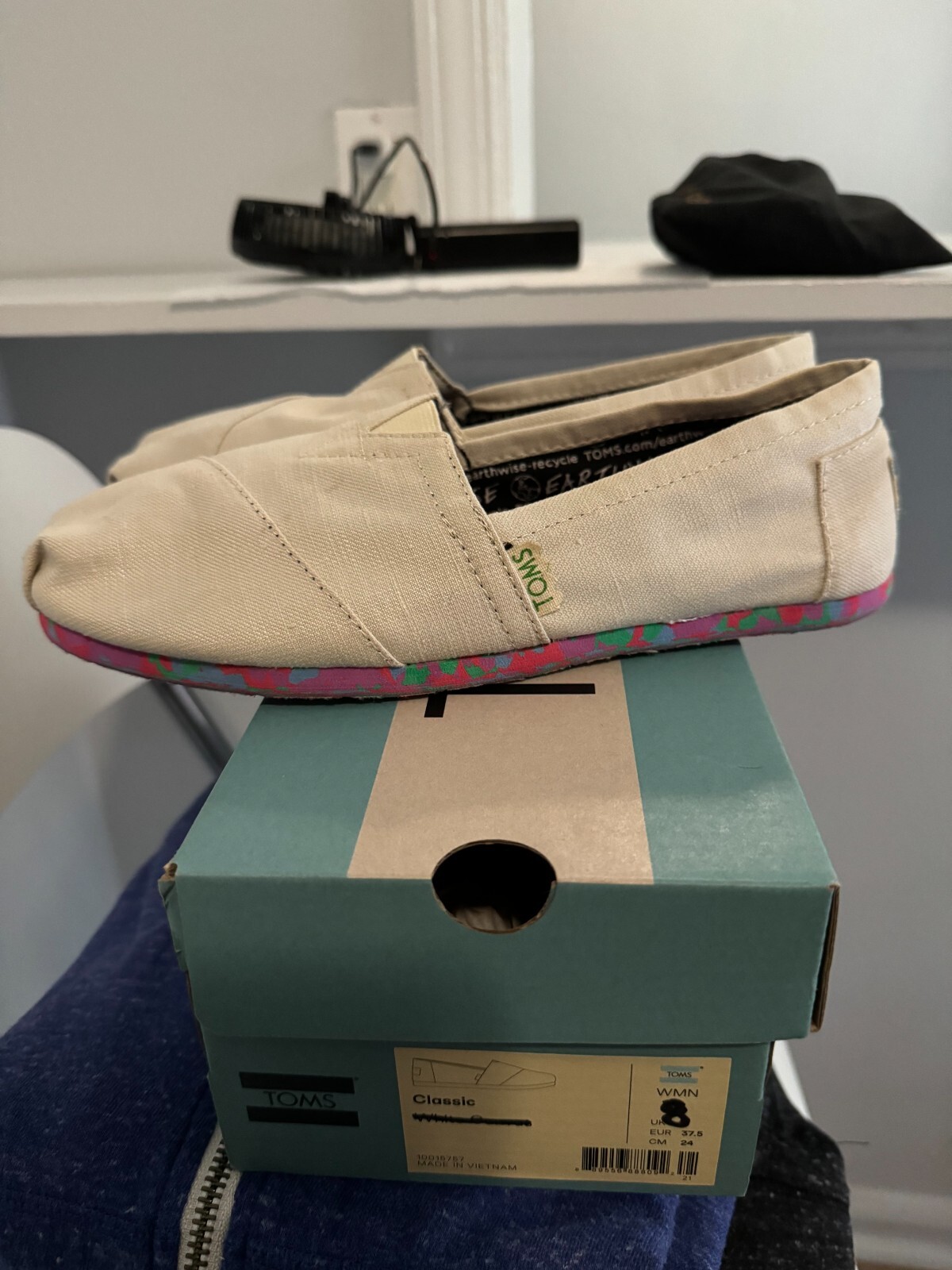 Womens TOMS Earth Recycled Sole Cotton Canvas 100% Original Brand Beige 8