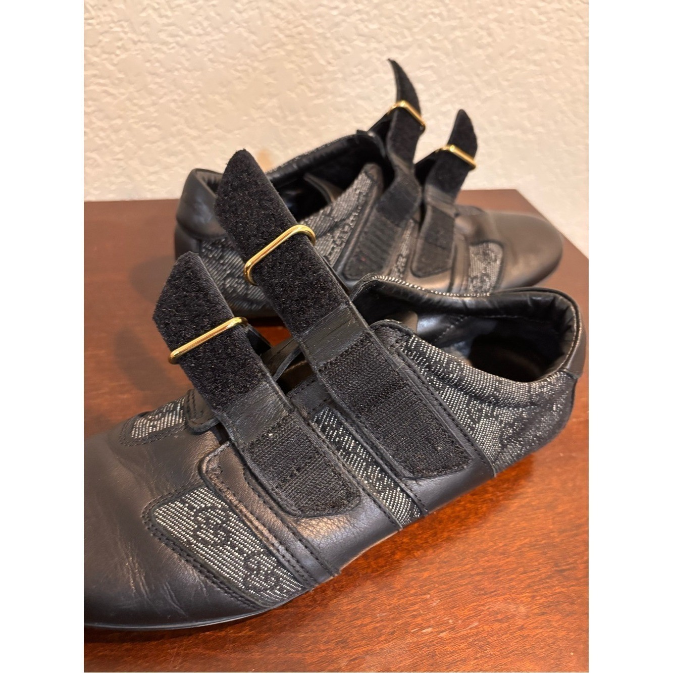 Gucci Monogram Black Adjustable Sneakers