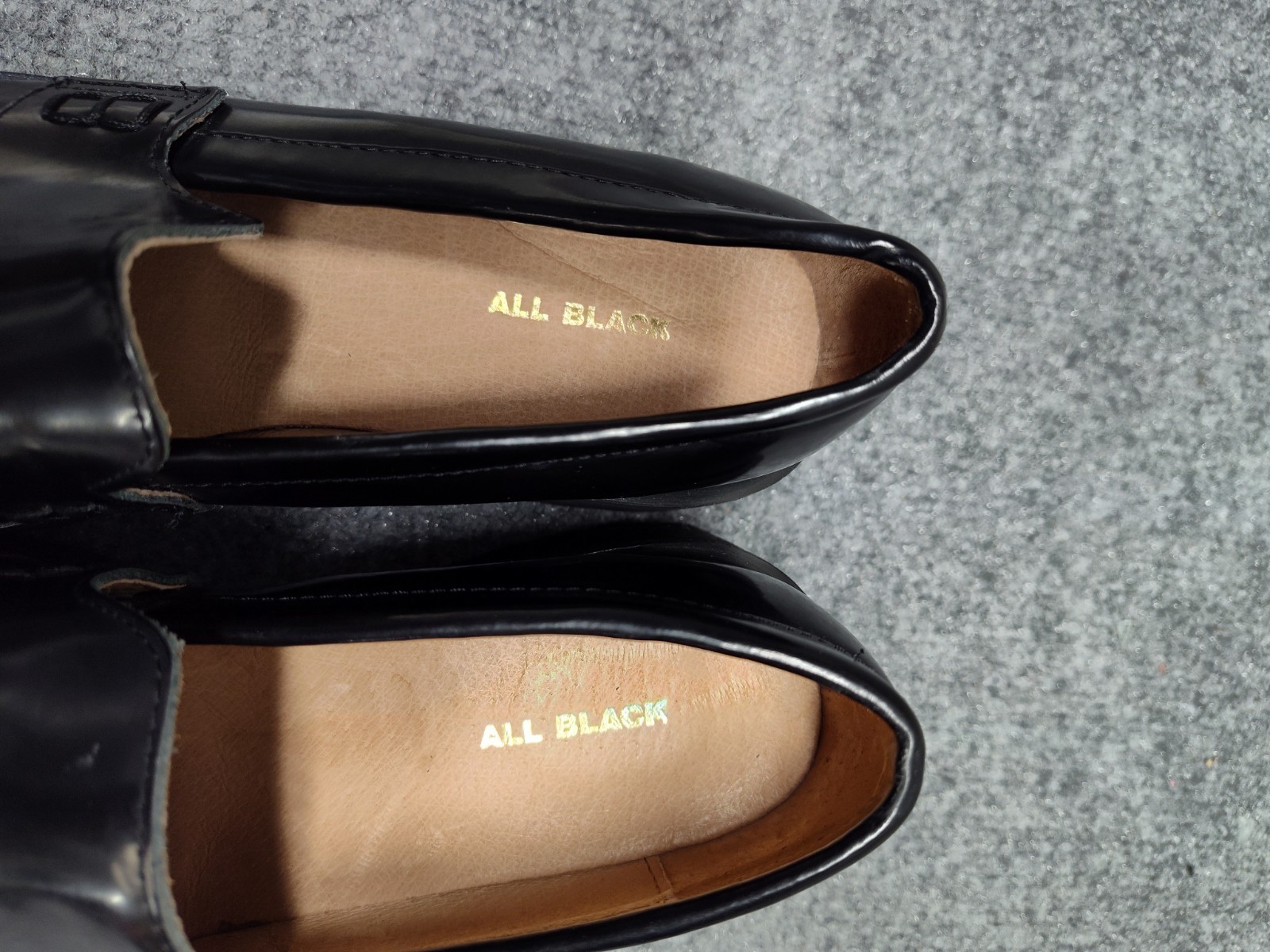 ALL BLACK Women Loafer 37 US 6 Black Patent Leather Slip On Chunky Platform Shoe