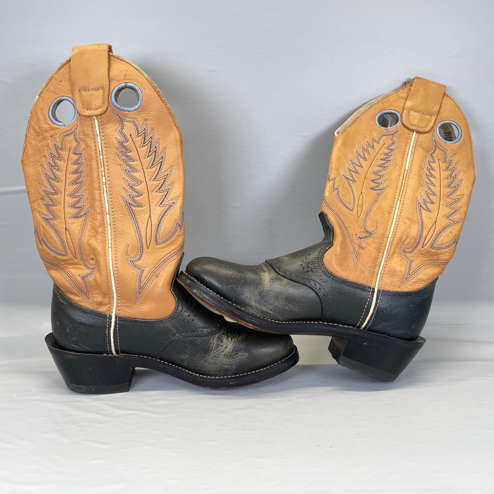 Vintage Durango Western Cowboy Boots Womens Size 6M Two Tone Brown Black Leather