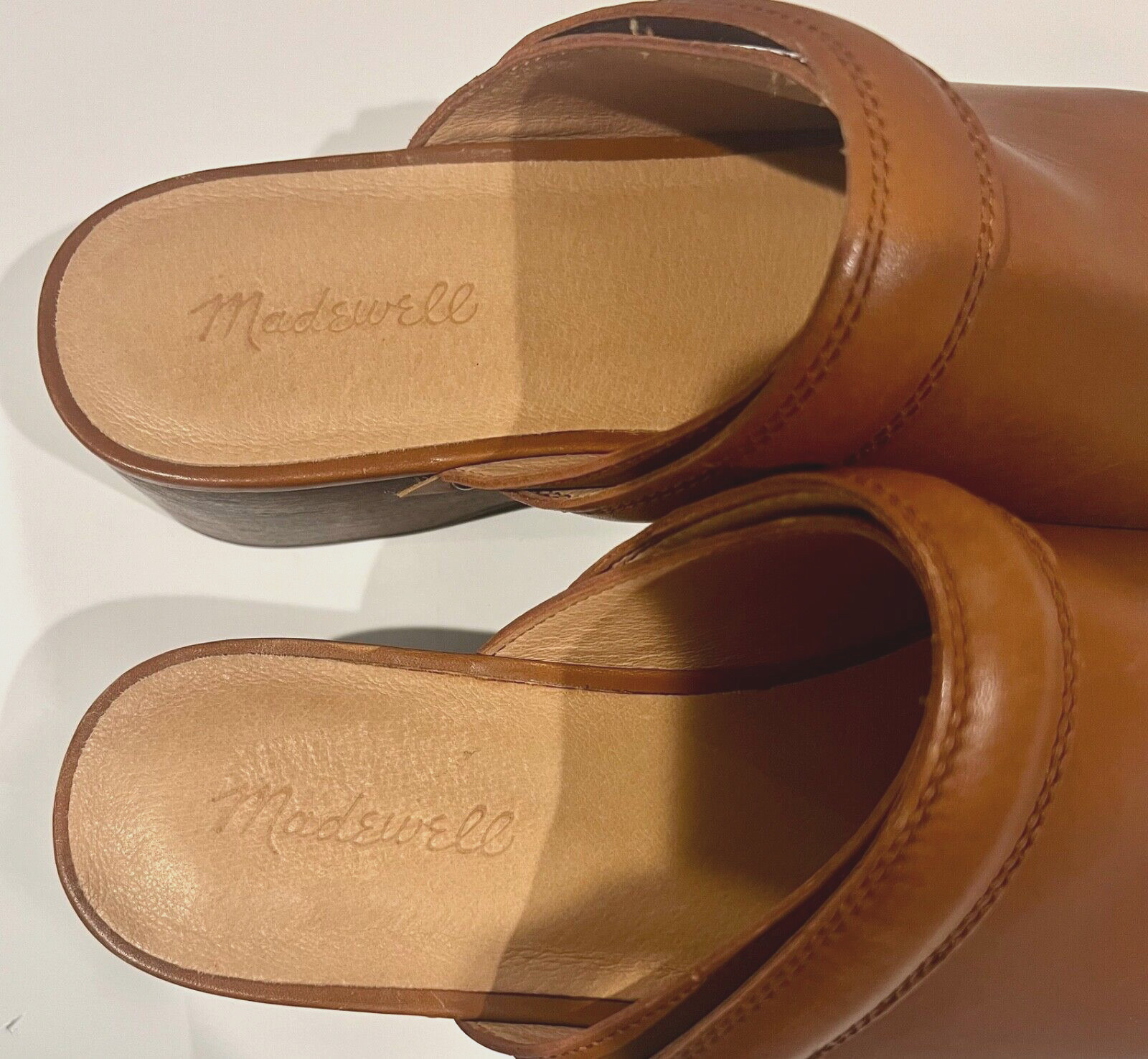 MADEWELL Cecily CLOG English Saddle Size 9.5 Oiled Leather Honey Brown Cute Shoe