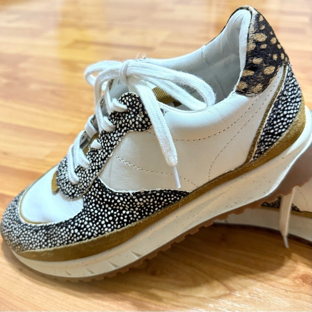 Madewell Leather Suede Ivory & Spotted Size 8M Sneakers Gorgeous & Sanitized