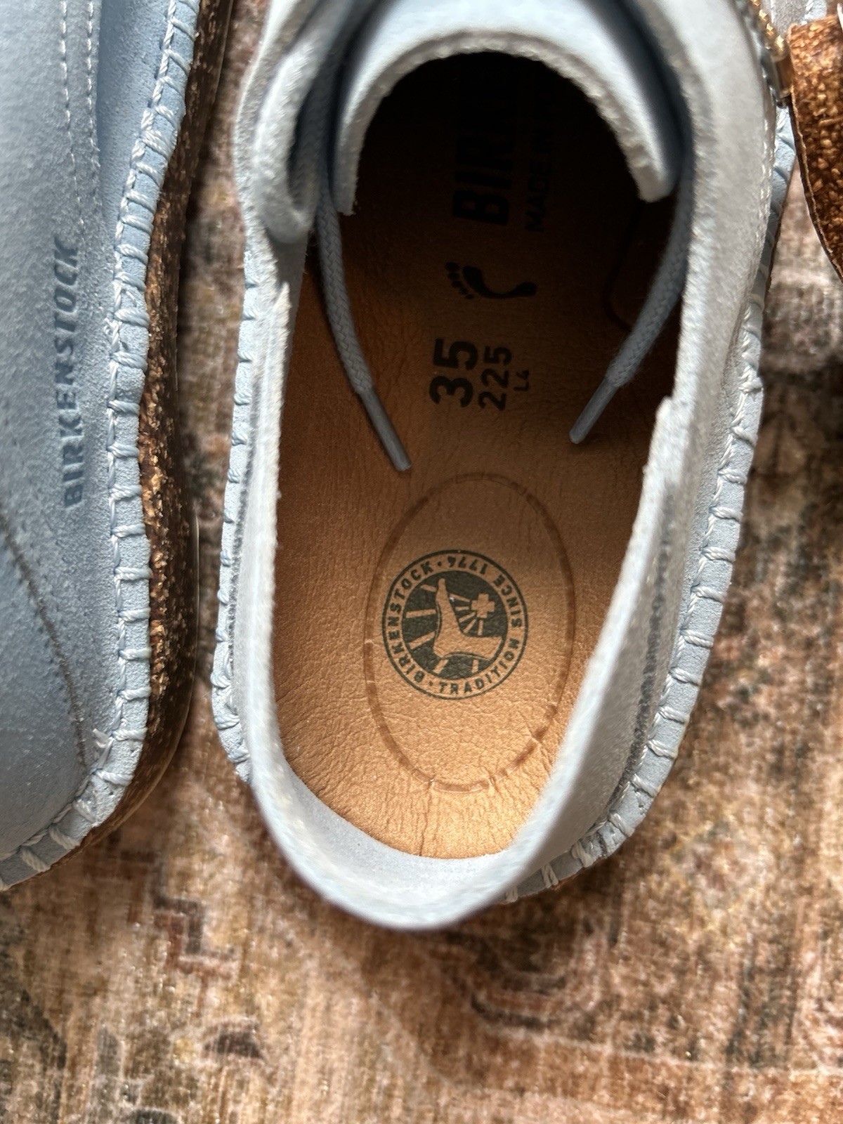 Birkenstock Gary Suede Leather Shoe Women’s EU 35 US 4 Sly Blue Narrow Fit NWB